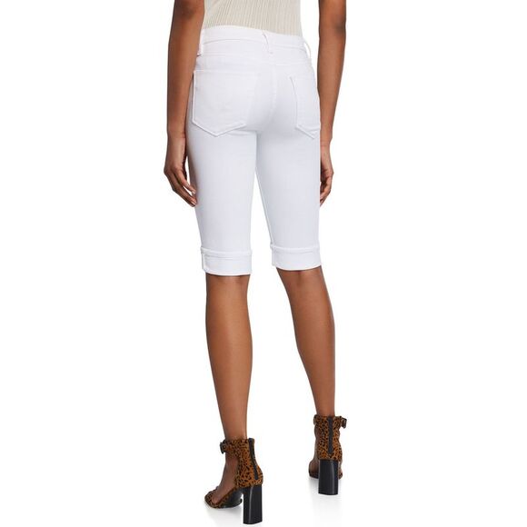 Hudson Womens Amelia Cuffed Knee Denim Bermuda Short 24 White NWT $135 - Picture 2 of 7